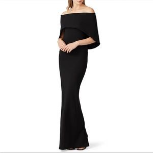 Nicole Miller Structured Heavy Jersey Cape Gown